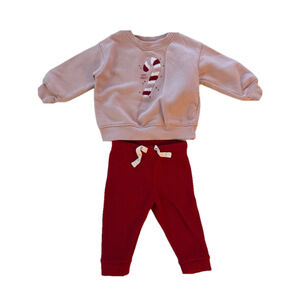 Baby Girl Cat & Jack Outfit Set 12M Pink & Red Holiday
